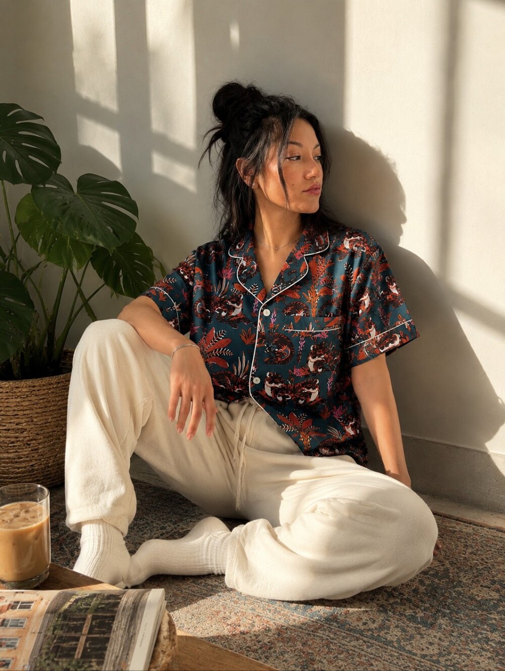 NWT Printfresh x Anthropologie Tiger Jungle Pajama Top XL Whimsical Lounge Shirt
